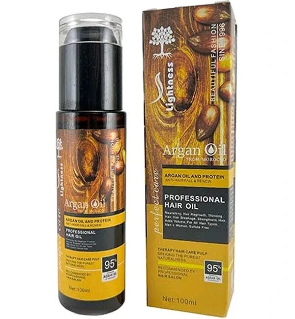 روغن آرگان لایتنس Lightness Argan Oil سبک برای انواع مو، بدون احساس چربی اضافی حجم ۱۰۰ میل واردات قانونی ارسال از منطقه آزاد ارس